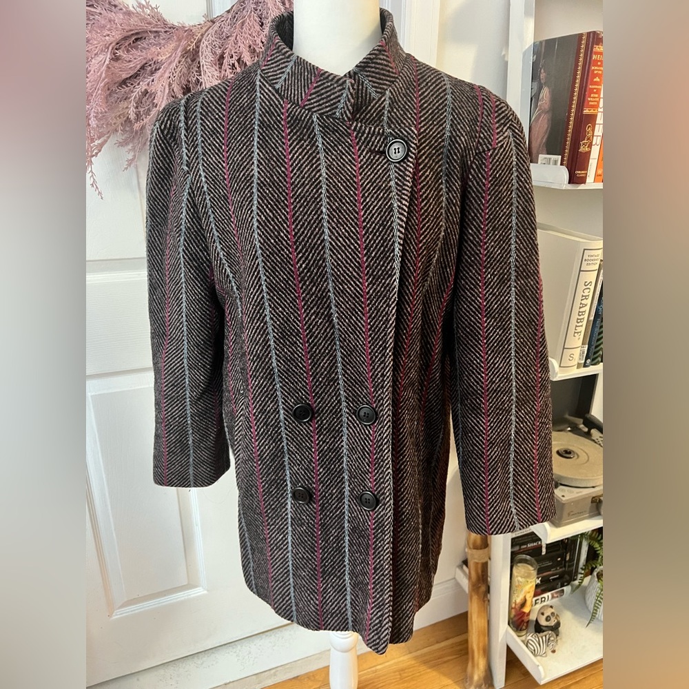 80s Striped Herringbone Coat